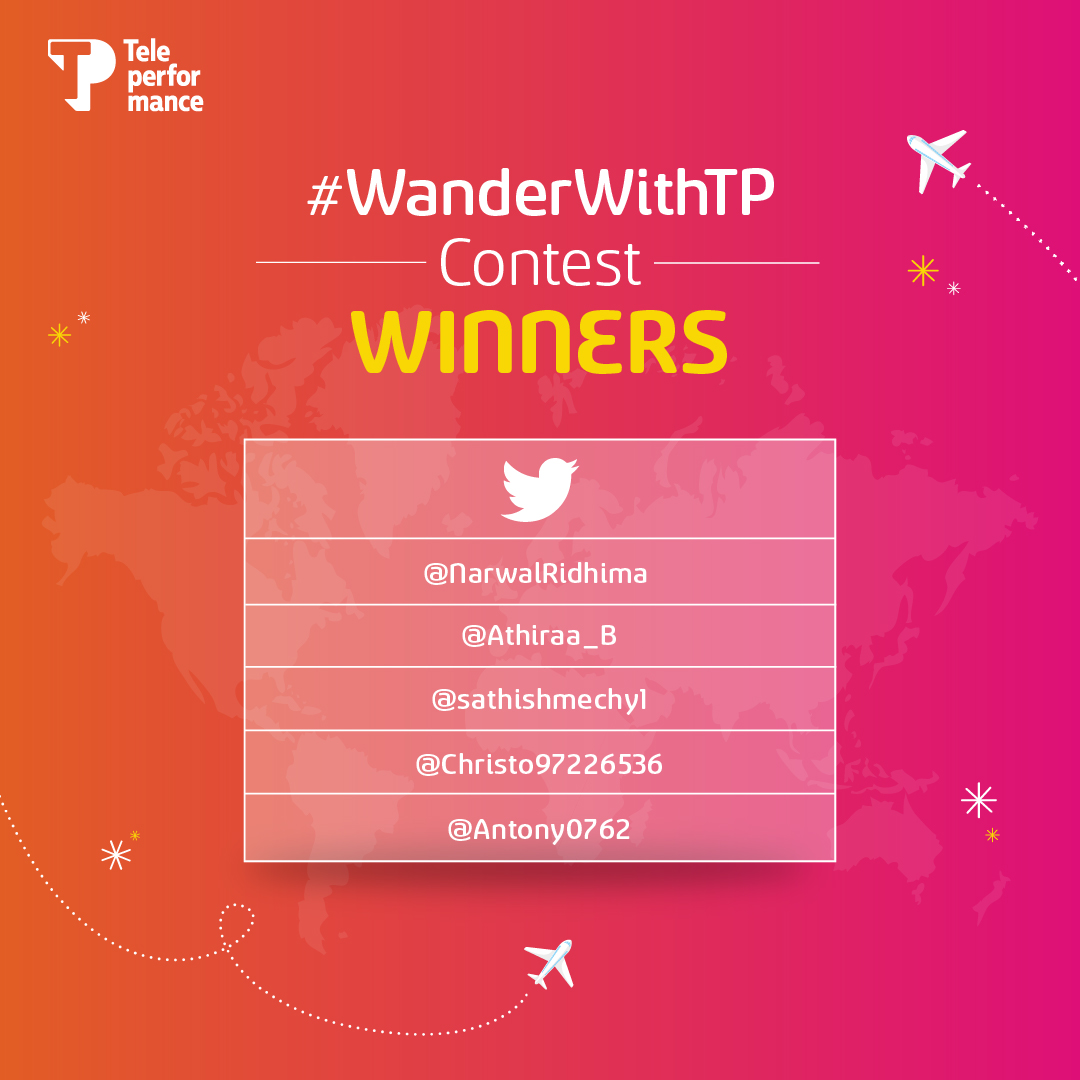 Congratulations to the Winners of the #WanderWithTP Contest! 
 
You’re requested to share your contact details in the DM at the earliest.
 
#WinnerAnnoucement #TPIndia #WanderWithTP #ContestAlert #India #WorldTourismDay