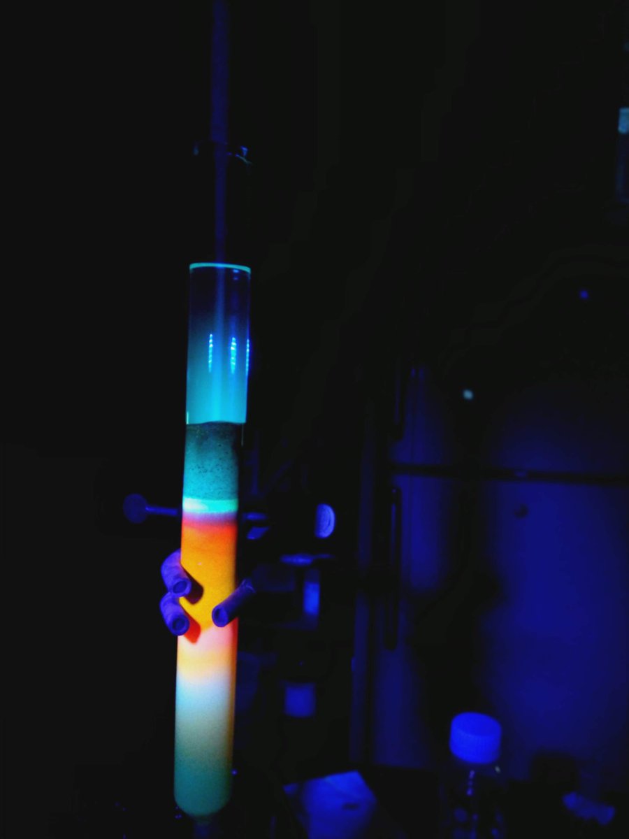 My column looks like rainbow 💙💛
#RealTimeChem #realchem
#chemtwitter #PicOfTheDay #organic #flurocencefriday