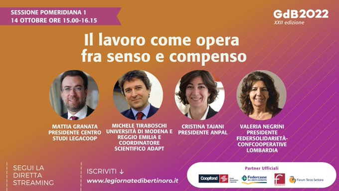 MicheTiraboschi's tweet image. Il lavoro come opera tra senso e compenso.
Ore 15.00 alle giornate di Bertinoro #gdb2022
legiornatedibertinoro.it