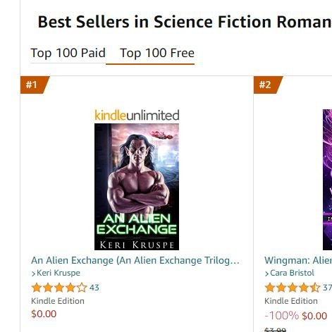 OMG! For the first time in my life, I'm NUMBER One on Amazon's FREE Science Fiction Romance! Thanks to you all! #paranormalromance #scifiromance #BookBoost #freebooks