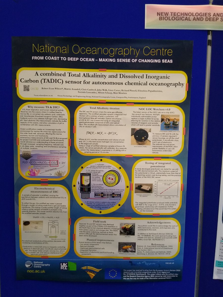 biogeosensing's tweet photo. Mr Euan Wilson presented a poster about the combined Total Alkalinity and Dissolve Inorganic Carbon (TADIC) sensor for autonomous chemical oceanography. @TechOceanS  #OCEANIDS @NERCscience @NOCnews #autonomy #sensors #carbonatesystem https://t.co/5MLS9DI1Y7