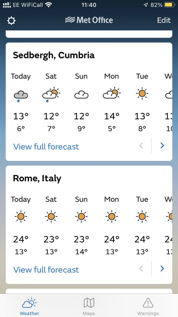 Sed_Classics's tweet photo. Let’s hope the weather forecast doesn’t lie! 10 degrees warmer and guaranteed sun in Rome 🤞 https://t.co/3oiAKIMBaR