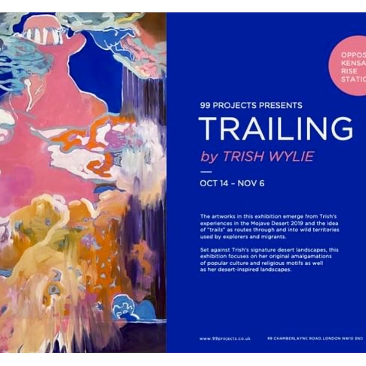 sarahjane_moon's tweet photo. Brilliant painter Trish Wylie has knocked it out of the park with this show! Truly fantastic subject (love the ‘Menopausal Cowboy’), scale, COLOUR &amp; the most beautiful surfaces 🤩 All executed with total panache. Brava Trish!! 👏👏👏

@ #99projects until Nov 6th 🎉 

#trishwylie https://t.co/IBVorsEcjF
