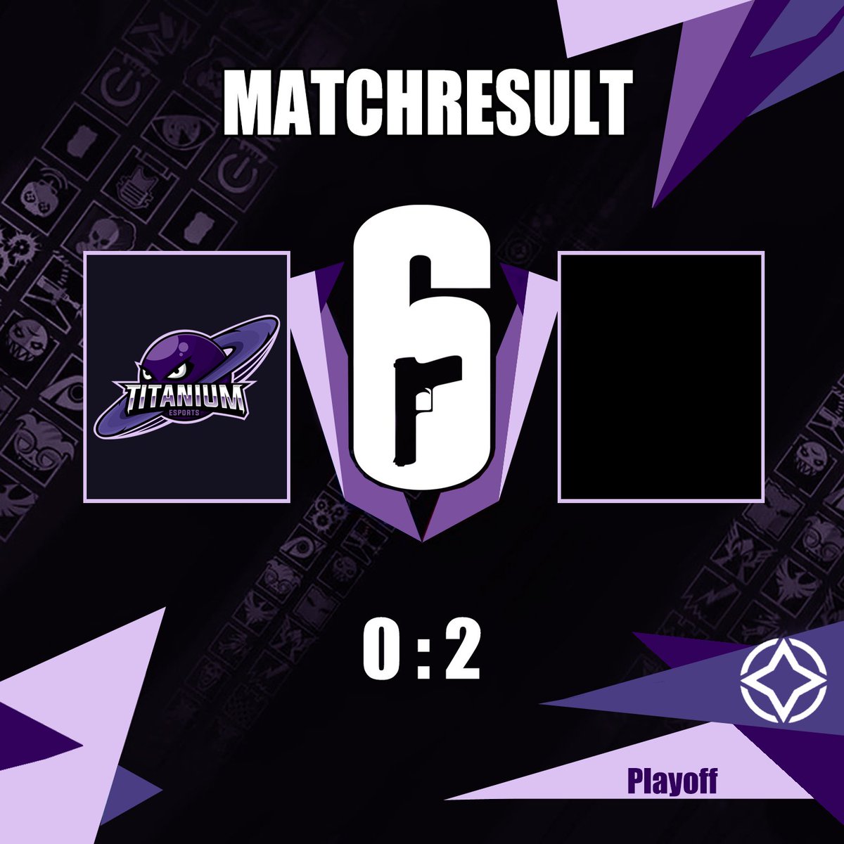 +++MATCHRESULT+++
R6 Main Team PC

Last night our R6 Main Team PC played the <a href="/R6EOL/">R6EOL</a>  Playoffs against <a href="/Old_and_Gold/">Old & Gold Esports</a> 
Unfortunately we lost both maps as follows

5:7 Oregon
4:7 banks

We're in the lower bracket and we're doing our best to get through to the finals

#TitaniumLose💜