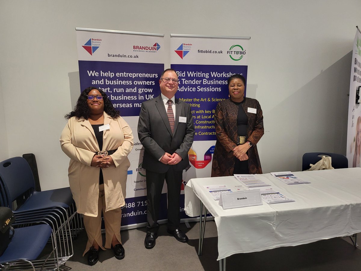 Branduin's tweet photo. Delighted to meet local business owners &amp; develop new contacts at #Harrow Means #Business event yesterday. Superbly organised by @ybcuk for @harrow_council.

Thank you @ElsaCaleb and @Natasha18095574 for hosting our stand. #FitToBid #SalesMapper  #WomenInBusiness #FitToExport https://t.co/w8IjdsAt79