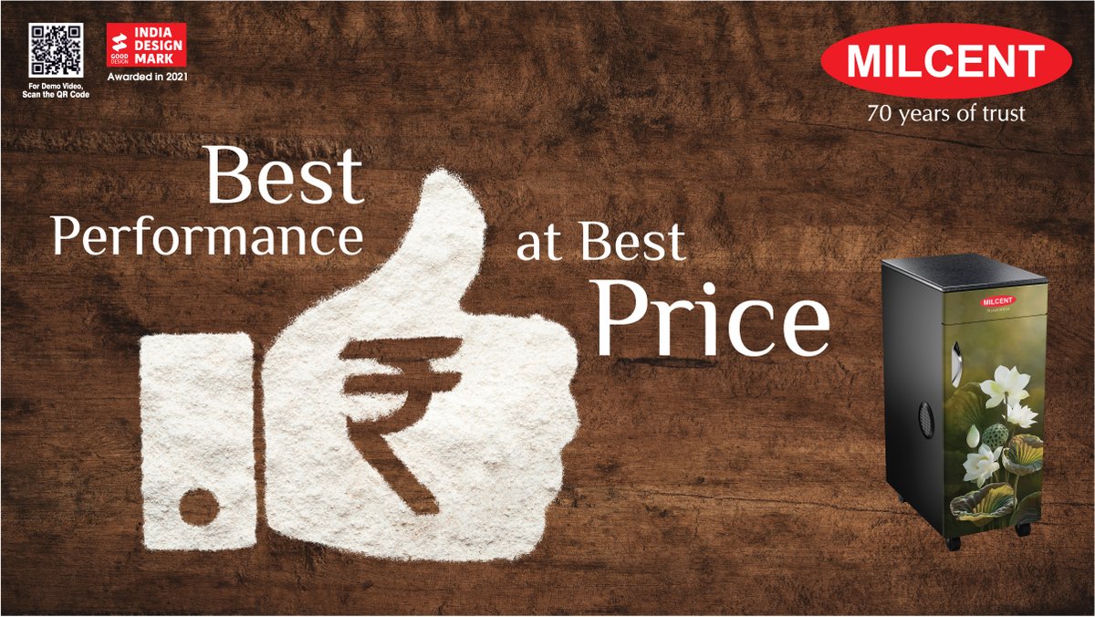 milcent_india's tweet image. Milcent Atta Chakki is India’s most trusted domestic flour mill. With a sturdy plywood exterior and a robust grinding rotor, you get performance and style that is unbeatable.
#Milcent #DomesticFlourmill #StayHealthy #GharKaAtta