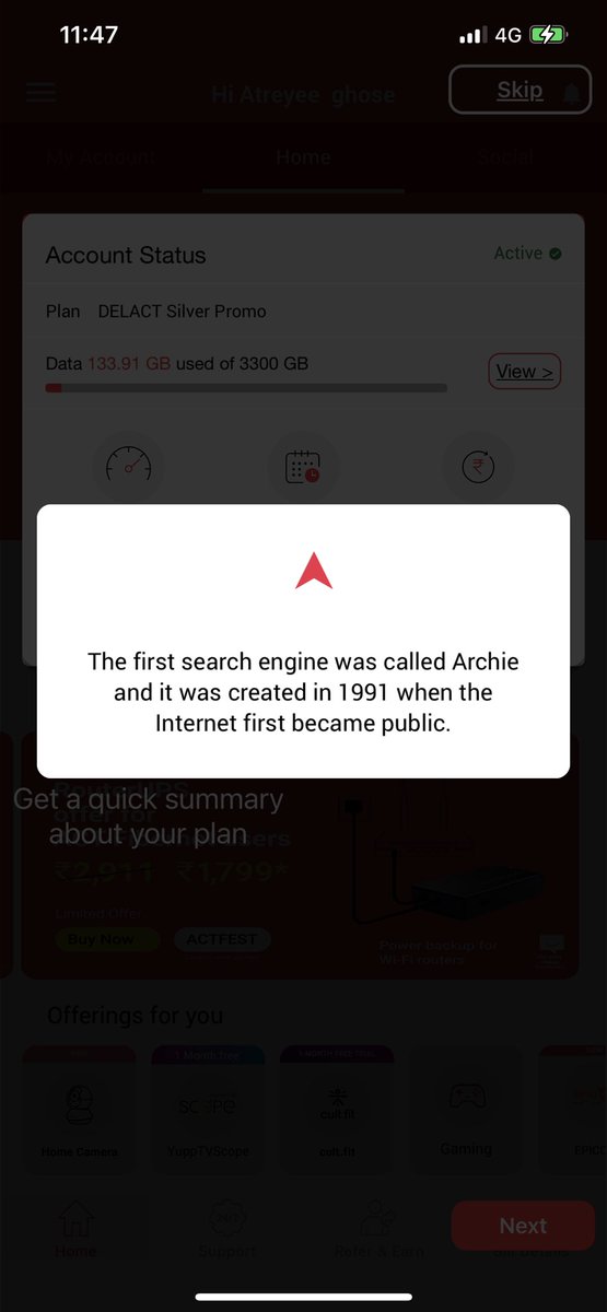 siddharthaghose's tweet image. ⁦@ACTFibernet⁩ Can you get rid of these nonsensical pop up boxes from the #mobileapp please? It is a useless feature that freezes the account access. I am stuck with this for the last 10 minutes. Who designs such utter rubbish?