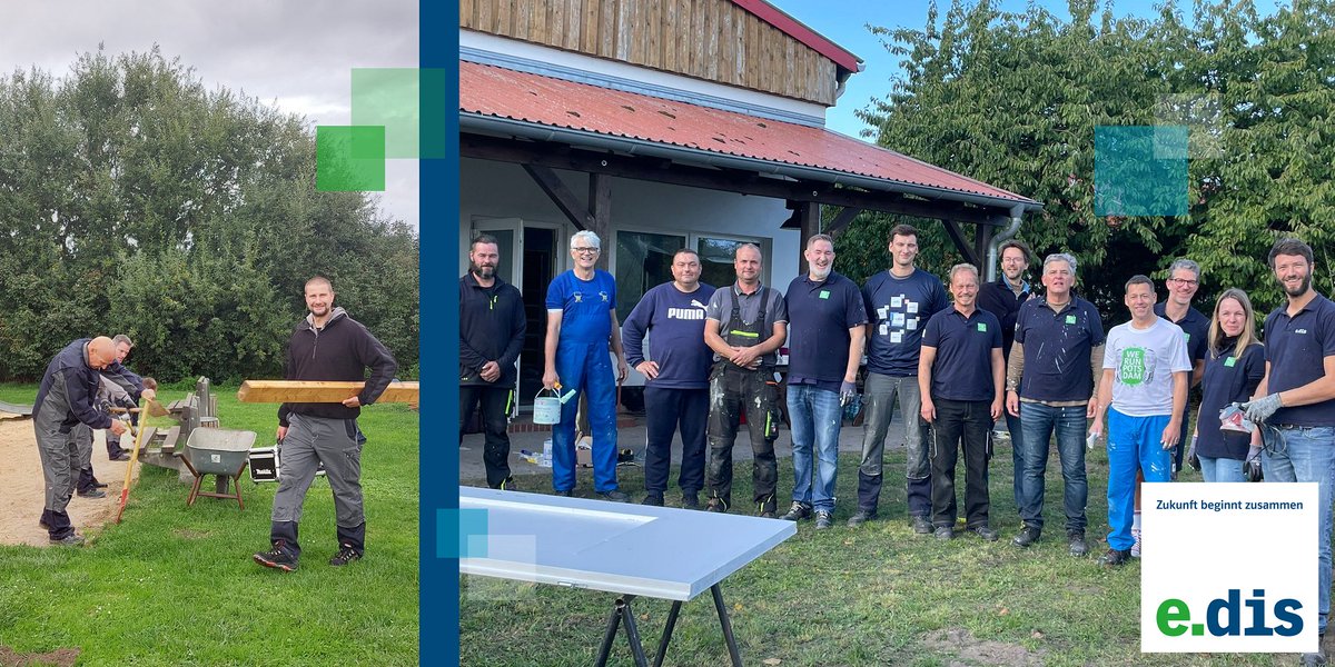 EDIS_AG's tweet photo. #Anpacken in öffentlichen oder sozialen Einrichtungen im E.DIS-Netzgebiet: Zum Abschluss unserer Aktion "Führungskräfte packen an" ging es u.a. nach #Biendorf in den LK #Rostock. Hier wurden die Räume der #Jugendfeuerwehr 🚒 auf Vordermann gebracht! 💚💙 #zukunftbeginntzusammen https://t.co/V7uQFpsT09
