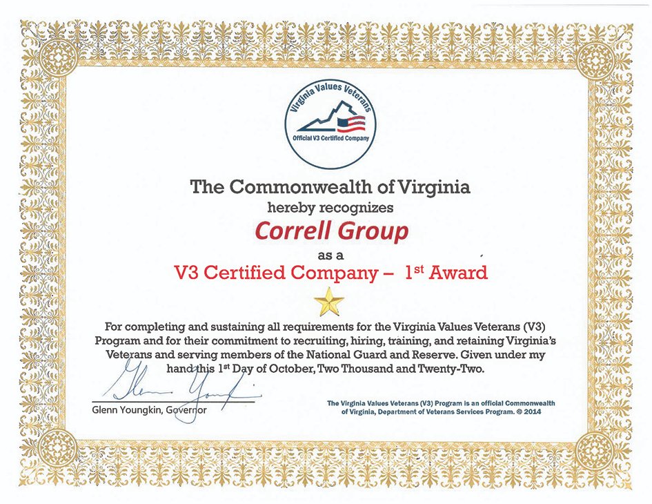 ServicesCorrell's tweet photo. The Correll Group is proud to announce that we are now a V3-Certified Employer through the Virginia Values Veterans (V3) Program. #renewables #renewableenergy #offshorewind #subseacables #veterans #USForcesRX #exforces #resettlement #military #virginia https://t.co/18mbQHomWK