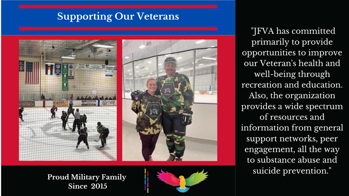 My good friends are the SPIRIT (Joe - Army Veteran) and SPUNK (Paula), behind Joint Forces Veterans Alliance (JFVA). 

Join me at their next hockey tournament in November or for more information: 
jointforcesalliance.org

#SuicidePrevention #AdverseSpiral #SupportEachOther