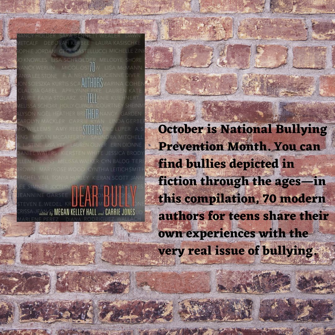 tablefor7press's tweet photo. October is National Bullying Prevention Month. In the non-fiction compilation "Dear Bully," seventy modern YA authors share their own stories of bullying. #nationalbullyingpreventionmonth #bullyprevention #antibullyingbooks #dearbully https://t.co/iy0GBrcEhi