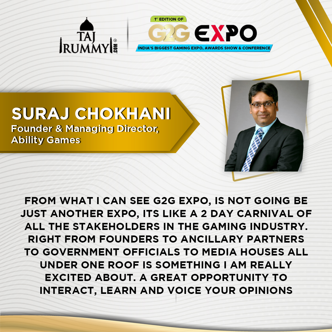 NewsG2G's tweet photo. A word from Suraj Chokhani, CEO of Ability Games, about the g2g expo.

@SURAJCHOKHANI
#g2g #g2gexpo #abilitygames #crictracker #yudizsolutions #gaming #goa #gamingnews https://t.co/fHeCnpUSk0