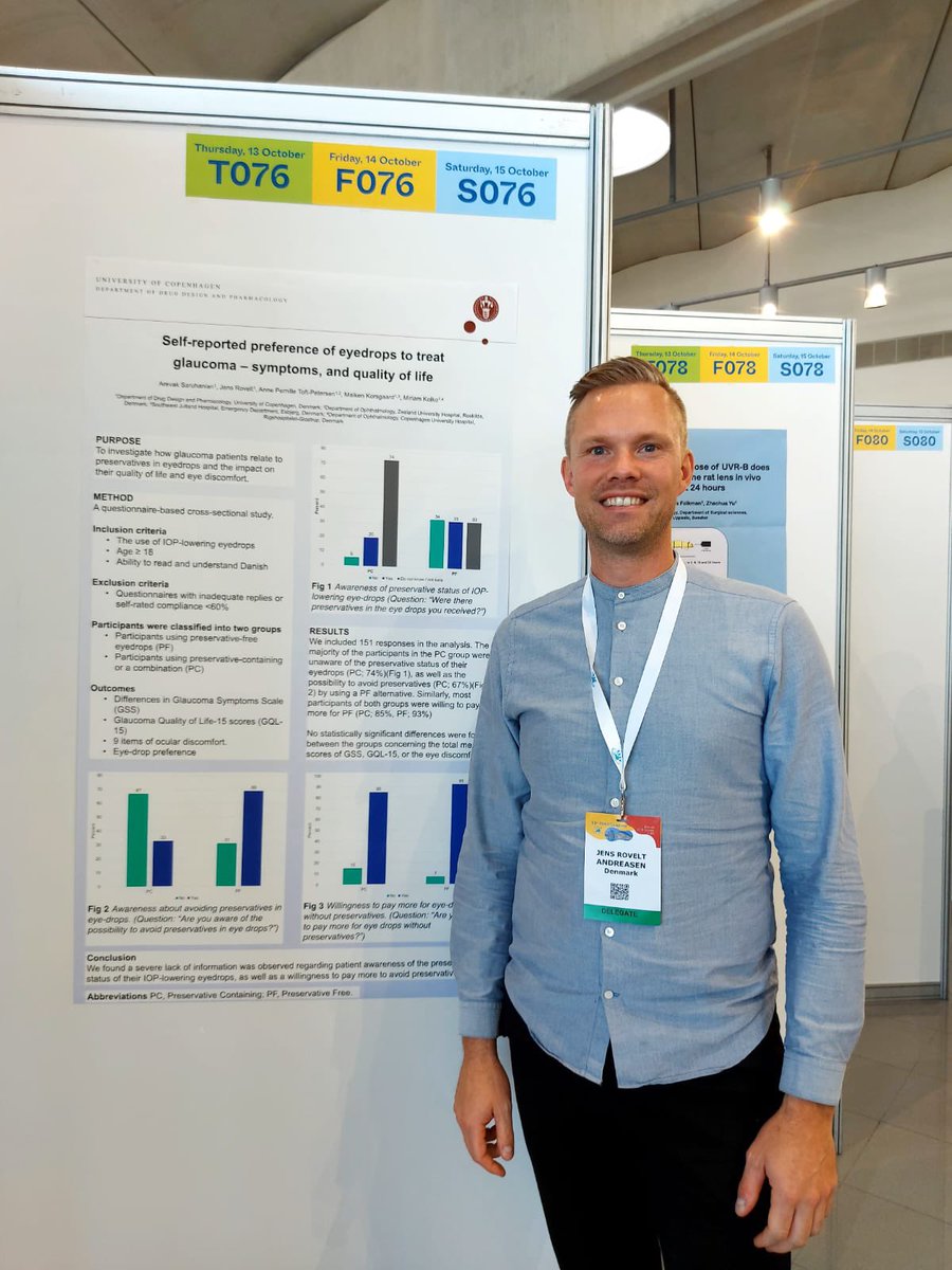 KolkoEye's tweet photo. Arevak Saruhanian’s poster about: “Self-reported preference of eyedrops to treat glaucoma – symptoms, and quality of life” is presented by one of her co-supervisors @JRovelt today at 14.45-15.45 in the Poster Session G, F.076 #EVER2022 #PosterSessionG
#EyeTRU @EVER_connect https://t.co/PI65Gg6azV
