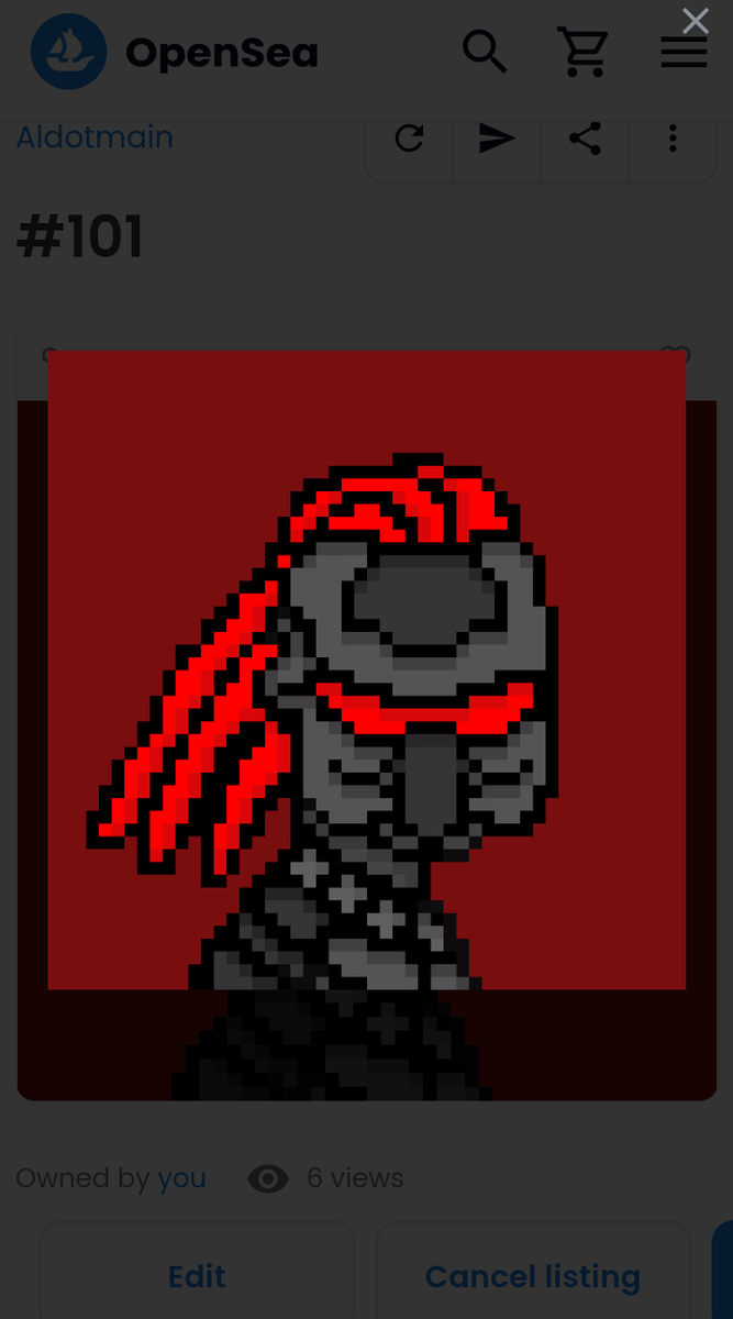 Collection name: Aldotmain
Volume trade : 0.024 ETH 
Network : Polygon 
Name Item: #101
Price : 0.005 ETH
No gas fee
Available on Opensea
Homemade✍️

Link:
opensea.io/assets/matic/0…

#OpenSeaNFT #opensea #NFTCommunity #nftcollector #NFTCollection #nftart #NFT #NFTspace #NFTs