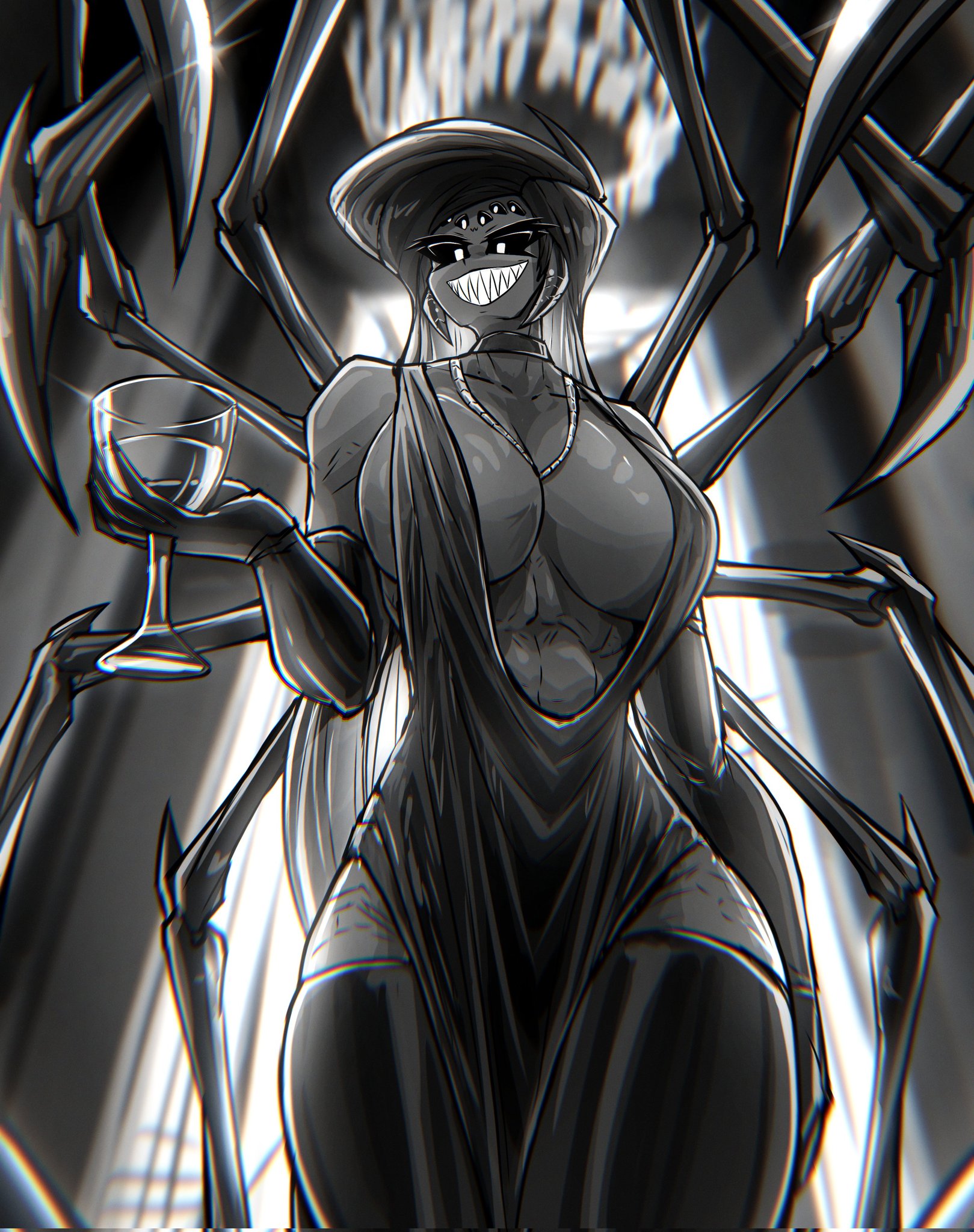 Female Monster with Sharp Teeth suck dick