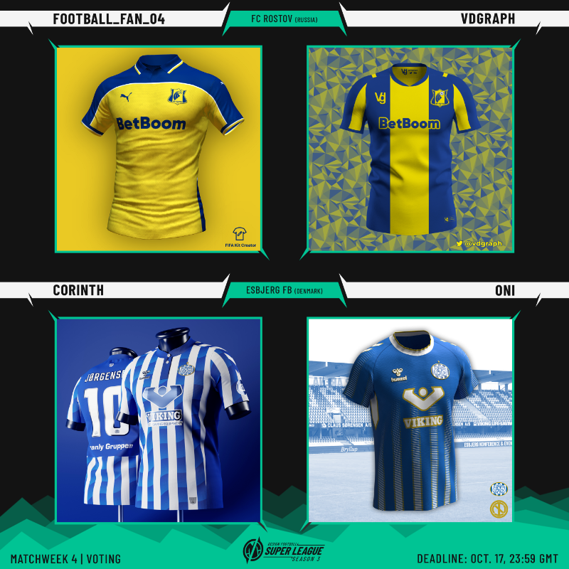 designfootball's tweet photo. The Matchweek 4 voting in the DesignFootball Super League - Season 3 is now live. Have a look through all the shirt designs - they're wonderful.
#ConceptKit #ConceptShirt #DFSL3