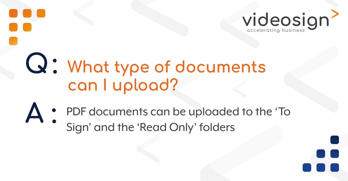 VideosignLtd's tweet image. Ever wondered what document types you can upload to Videosign?

Our cloud-based software only supports PDF documents at the moment 🚀

Have any other questions? Get in touch with us today. 

#Videosign #remotesignatures #onlinesignatures