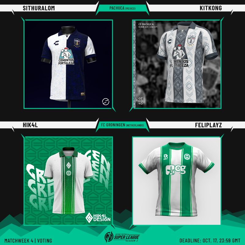 designfootball's tweet photo. The Matchweek 4 voting in the DesignFootball Super League - Season 3 is now live. Have a look through all the shirt designs - they're wonderful.
#ConceptKit #ConceptShirt #DFSL3