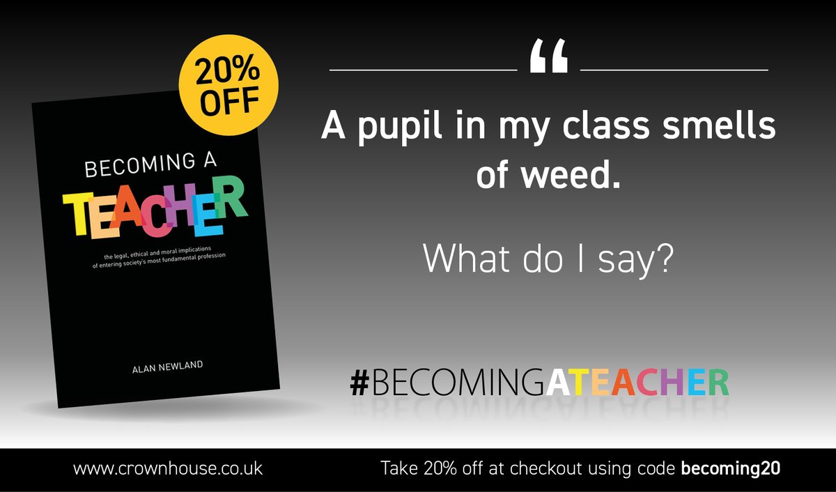 CrownHousePub's tweet image. What would you do?
@newteacherstalk&apos;s &apos;Becoming a Teacher&apos; 📚 shares a series of illustrative scenarios, exemplar strategies and #practicalresources
to equip you. 👨‍🎓

Look inside here: crownhouse.co.uk/assets/look-in…

Available here: crownhouse.co.uk/becoming-a-tea…

#ECT #CPD #Trainee
