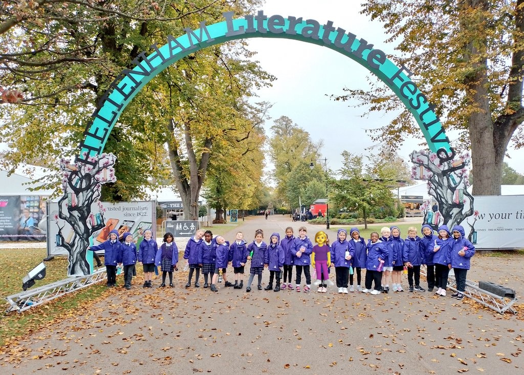 WycliffePrep's tweet photo. Year 1 and Year 2 have just enjoyed hearing from @NickSharratt1 at @CheltLitFest! They learned all about his new books Super Silly Museums and Unicorn Moonicorn. Children even managed to grab some signed copies before meeting another very famous book character! @cheltfestivals https://t.co/XnUbKtAfDG