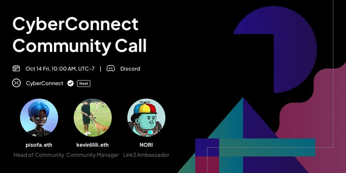 StakingFlash's tweet image. I am attending CyberConnect Community Call with @pisofa .eth @kevinlilili .eth @NORI hosted by @CyberConnectHQ with a special raffle. Join &amp;amp; claim the special WΞST! 🎁 1 code ⏰ Oct 14, Fri, 08:00 AM UTC-7 🔗 link3.to/e/7XpKZ9 Join @Kami_Near @Jason_Veins @jamaes_bnb