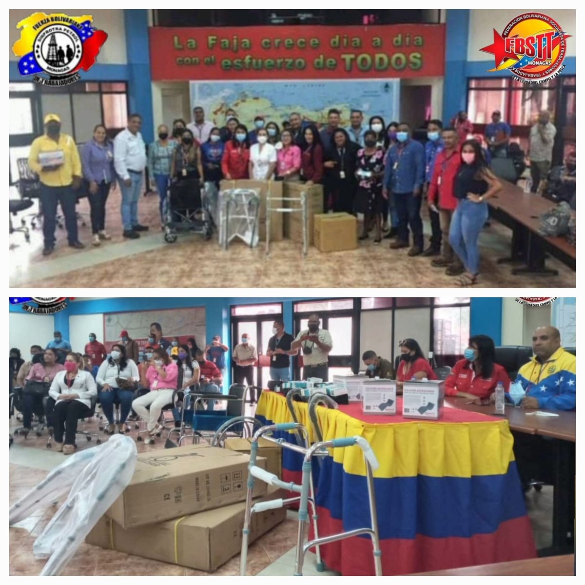 #14 Junto a representantes de los sindicatos Sinprotrapetrol Monagas, Soep Temblador y el equipo del Estado Mayor de salud PDVSA se realizó la entrega de ayudas técnicas a trabajadores de la División Carabobo.
<a href="/WillsRangelCBST/">Wills Rangel PDVSA CBST FUTPV</a>
<a href="/wgolindanopsuv/">Wgolindanopsuv</a>
<a href="/NicolasMaduro/">Nicolás Maduro</a>
<a href="/dcabellor/">Diosdado Cabello R</a>