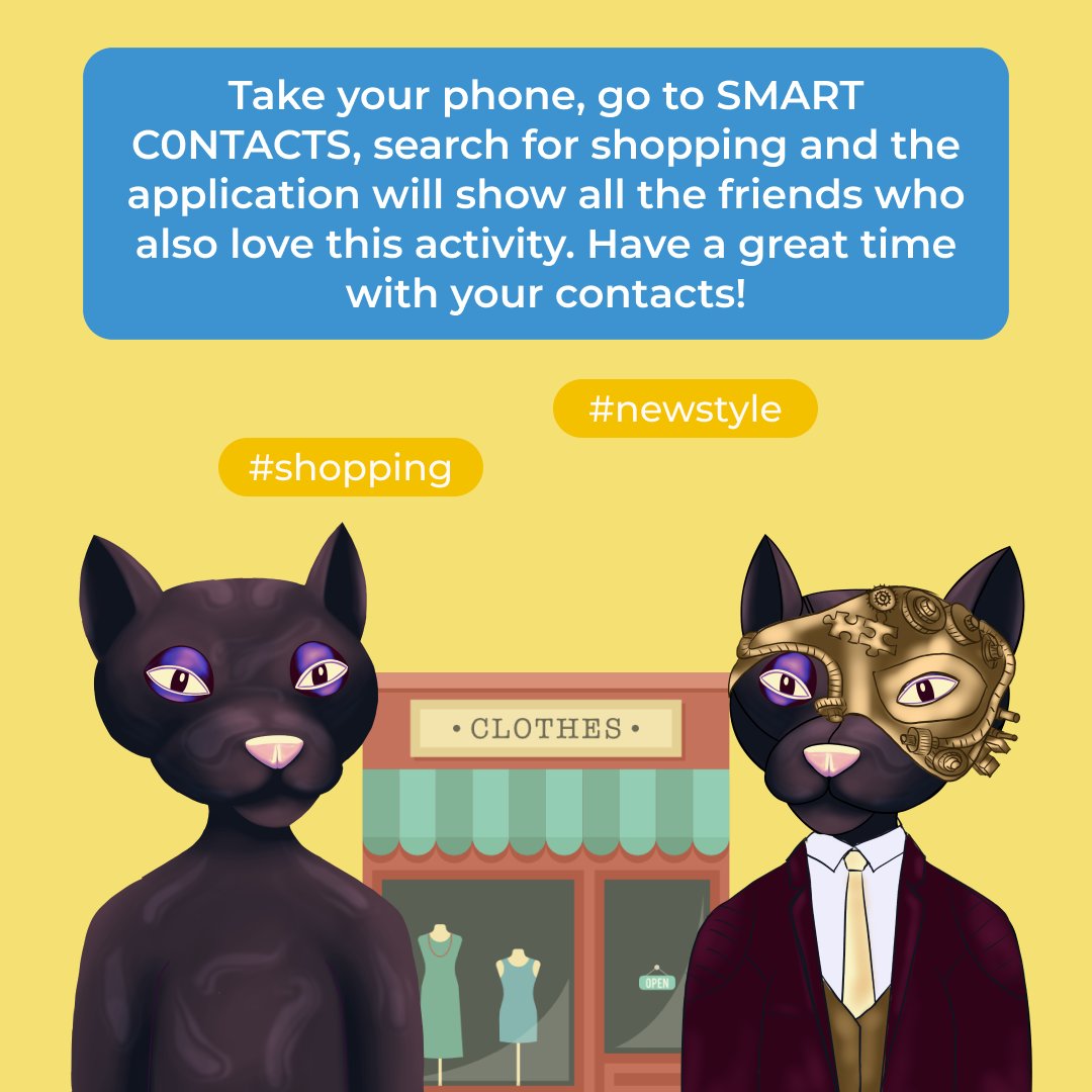 SMARTC0NTACTS's tweet image. 😌
Find a #shoppingmate with SMART C0NTACTS! 📞
Don't like to #goshopping alone? SMART C0NTACTS will #solveproblem for you! ❤️
#contacts_run #speak_world #meeting #Interaction #findfriends #SMARTC0NTACTS