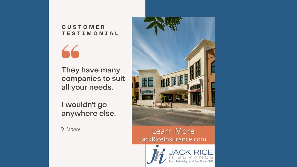 jriceins's tweet photo. Customer Testimonial

“They have many companies to suit all your needs.
I wouldn’t go anywhere else.”
-D. Moore

Contact Us Now for Your Free Quote:
https://t.co/l5oRpEgHo7
727-530-0684

#homeownersinsurance #insurance #insurancebroker #autoinsurance #floodinsurance https://t.co/6FtVsALhen