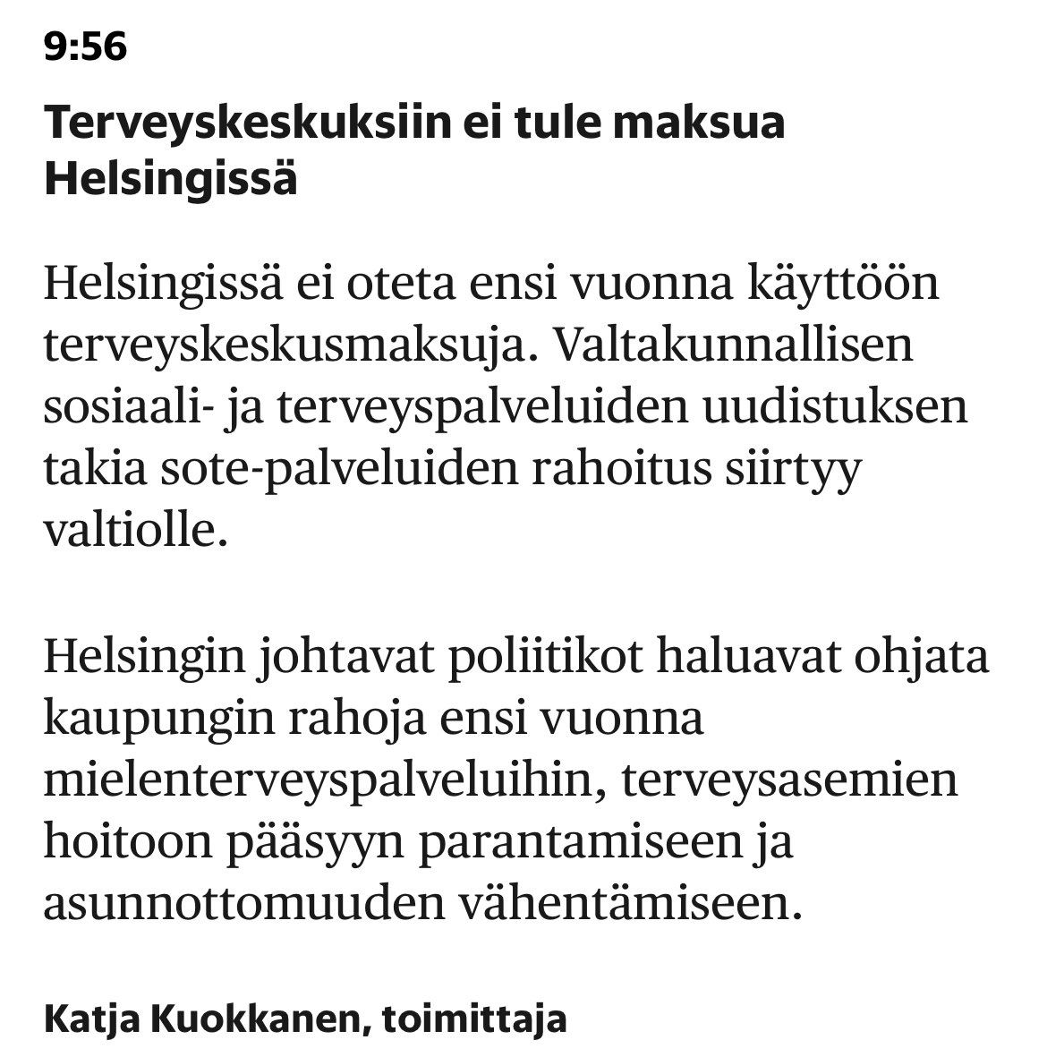 Todella hieno uutinen! Kiitos <a href="/helsinki/">Helsingin kaupunki</a>