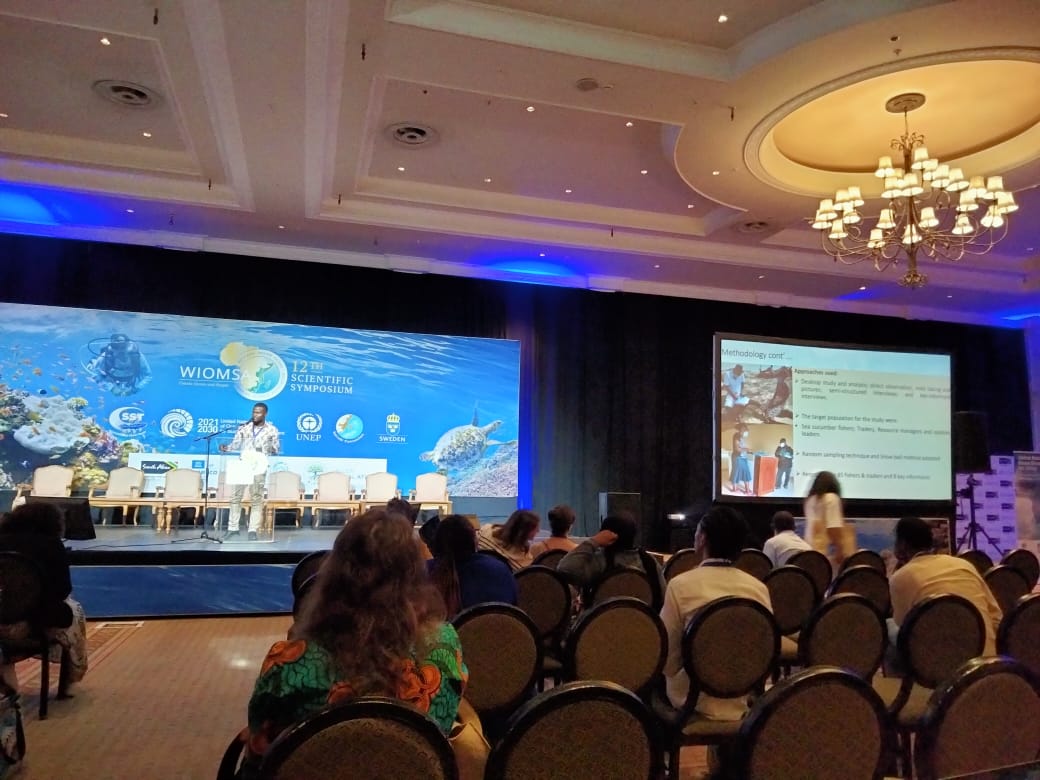 KMFRI Research Scientist Nicholas Karani presented on the assessment of the Governance and Socio-Economic feature of the Threatened Sea Cucumber on the South Coast of Kenya where he recommended sustainable exploitation of the resource for poverty elevation in Kenya.