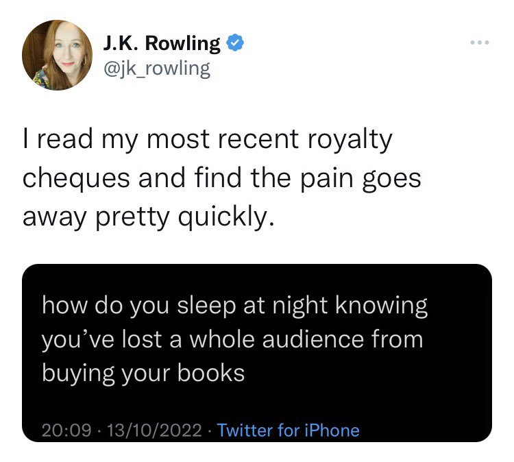 J.K. Rowling is straight up Slytherin now.