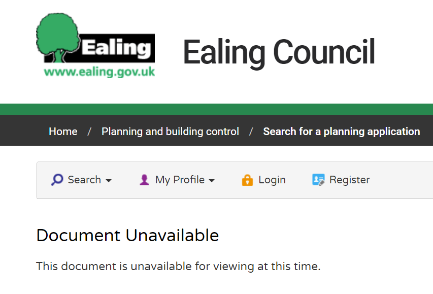 OK <a href="/EalingCouncil/">Ealing Council</a> that's enough now: The planned site visit is tomorrow morning and TODAY you've taken down ALL public documents in relation to this shady development??? pam.ealing.gov.uk/online-applica…
You're depriving the public of key information to build our case #lackoftransparency