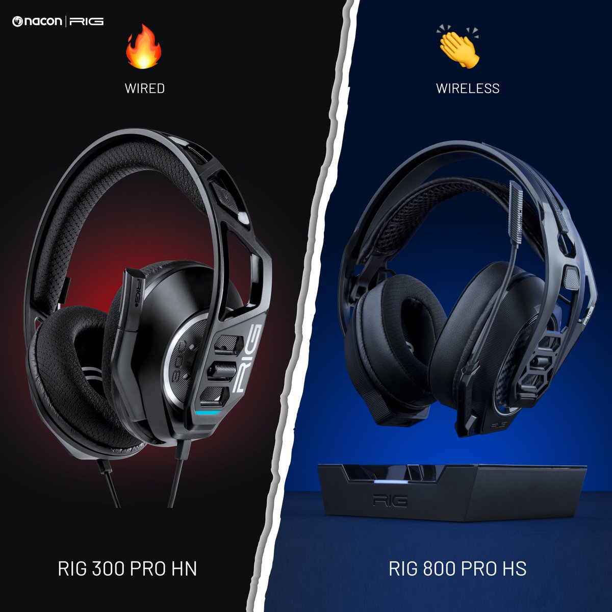 Nacon's tweet photo. For gaming, do you prefer playing with a wireless headset or a wired headset? 🆕😁
Discover the new gaming headset range RIG PRO 👉 https://t.co/Fn7J5GJkoN
#RIG #Nacon #New #RIG800Pro #RIG300Pro #RIG500Pro https://t.co/ghBpacyTZe