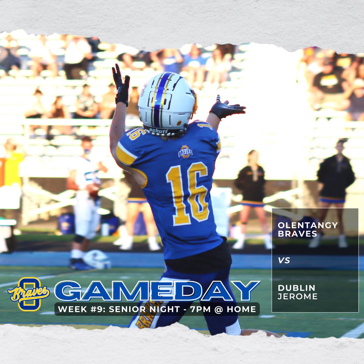 SENIOR NIGHT!
Week #9:  🎟Pinkout🎟

7pm vs Dublin Jerome @ Home

Tickets: gofan.co/app/events/639…

Streaming: ohs.olentangy.k12.oh.us/athletics/ohs-…

GO BRAVES! 

#selflessness #relentlesseffort #accountability