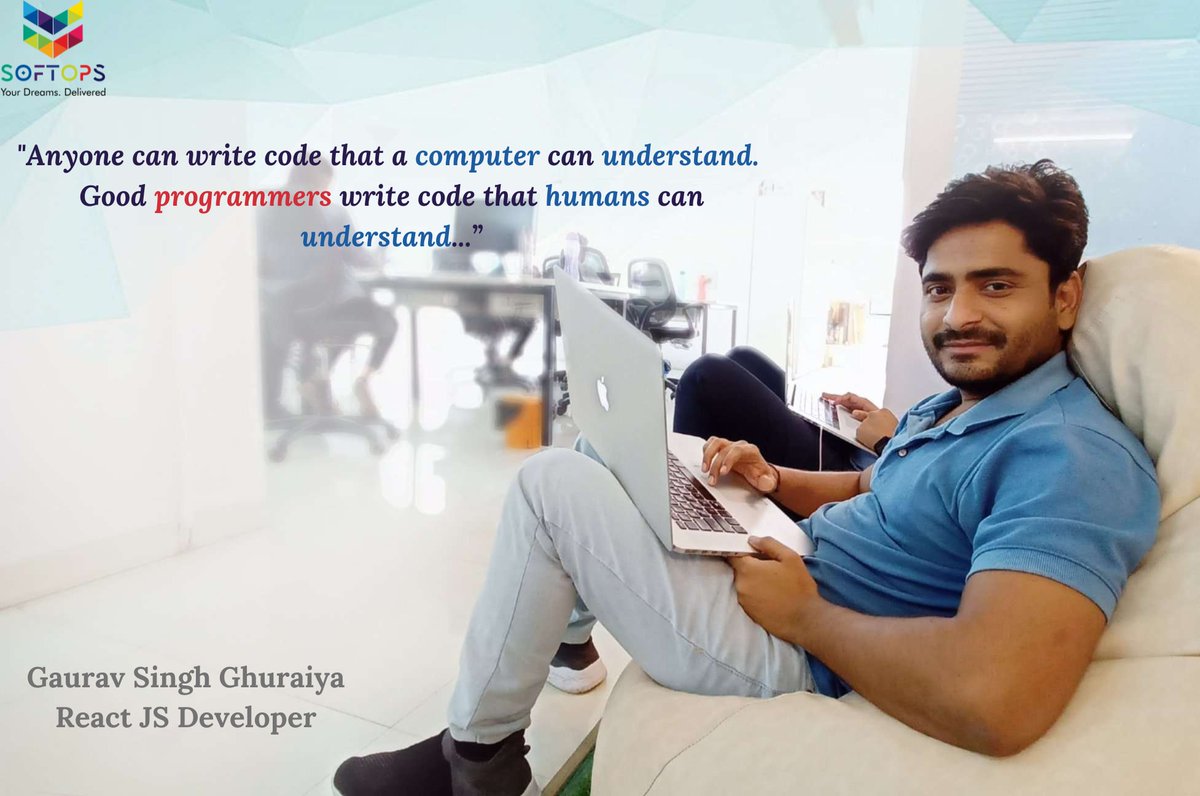 'Anyone can write code that a computer can understand. 
Good programmers write code that humans can understand'
#itandsoftware #ittechnology #webapplications #webdevelopment #developer #indore #reactjsdeveloper #reactnative #networking #socialmedia #startups #programming #success