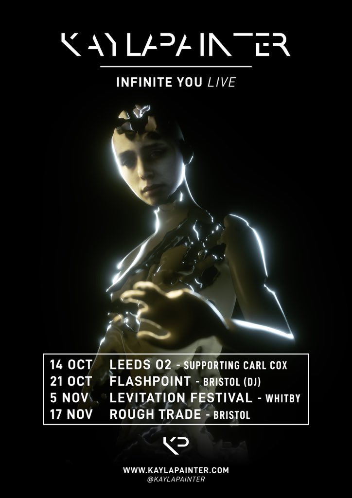Today is the first date I’m taking the new material live- and what a place to do it - Leeds o2 supporting Carl Cox ⚡️

Join me in Bristol for the 3D AV launch show - we will have Infinite You on vinyl to buy!💜👽

Tickets eartrumpetmusic.co.uk/#events/e80202
@eartrumpetmusic @CastlesInSpace