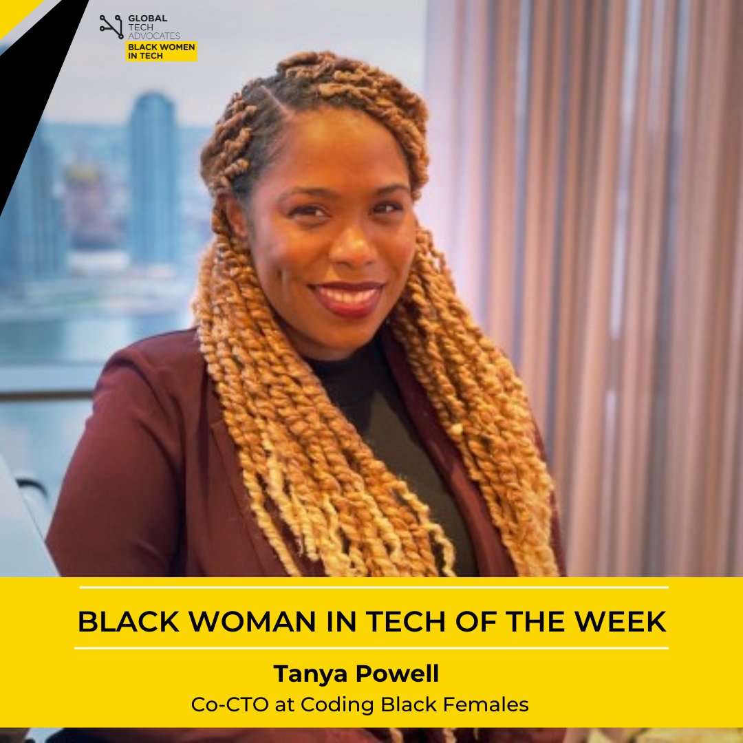 GTA_BWTECH's tweet photo. Meet our Black Woman in Tech of the Week, Tanya Powell - Co-CTO at Coding Black Females.
She aims to help others achieve their ambitions by volunteering as a coding instructor & contributing to open-source technologies.
#blackwomenintech #blackgirlmagic #afromagic https://t.co/vGdB58pmAV