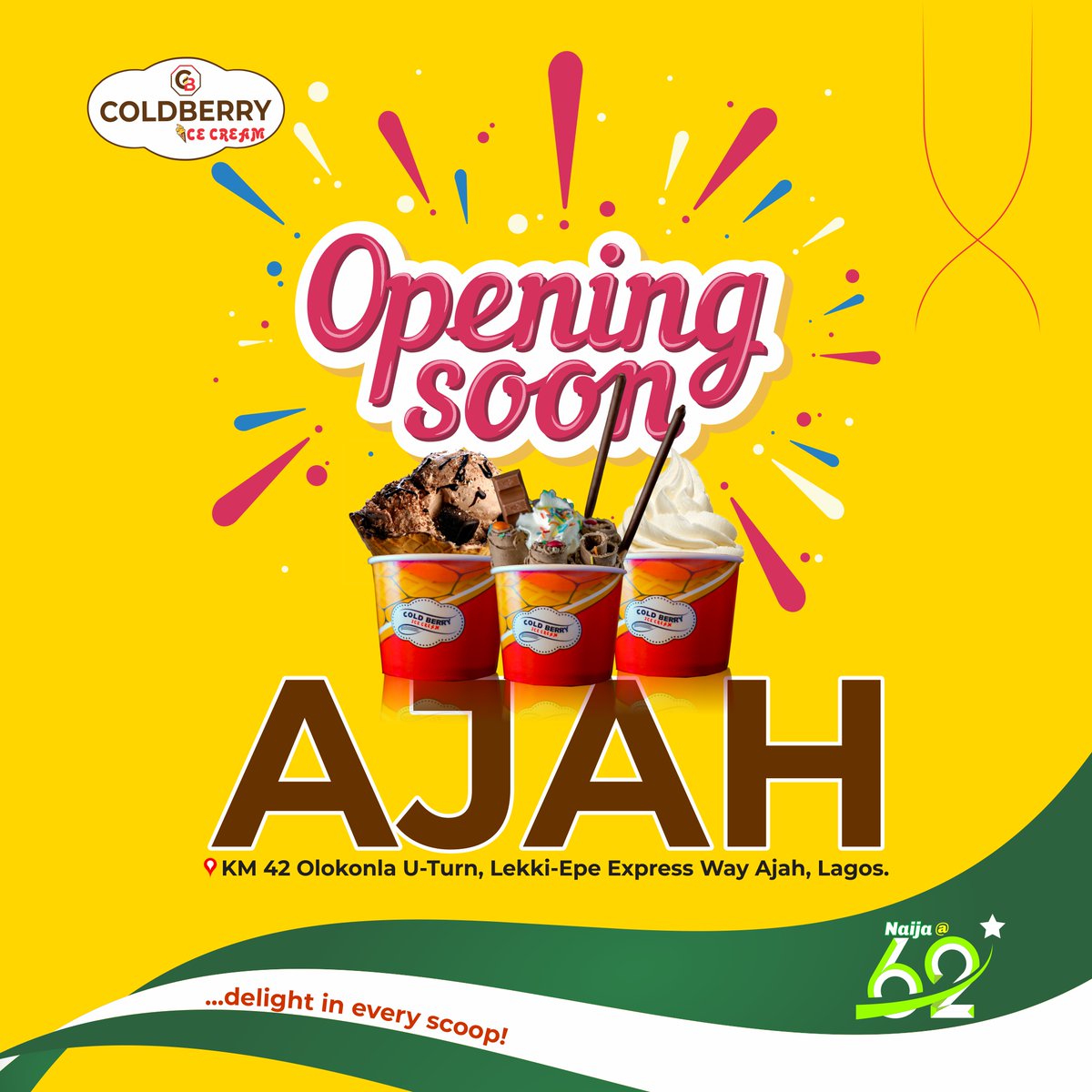coldberryng's tweet photo. Hey, fam!!!🍦😋

Extra creamy goodness is here. 🍦😋

Coldberry Icecream opening soon at km 42 olokonla u-turn Lekki - Epe Expressway Ajah 101003 Lagos🍦🥰🎉

Tell your friends and Family, we are coming...🍦🥳🥰

Delight in Every Scoop.... 🍦😋
.

.

.
#coldberryiceream #icecream https://t.co/Xo4kTZbVmu
