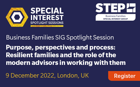 ScotlandFBU's tweet photo. What is the purpose, differing perspectives, and the structures and process of family business resilience? Find out more at STEP’s Business Families SIG Spotlight Session on 9 December 2022. Register at https://t.co/PwZ66V2LbE @STEPSociety #SIGSPOTLIGHT https://t.co/vmjh02K2Fc