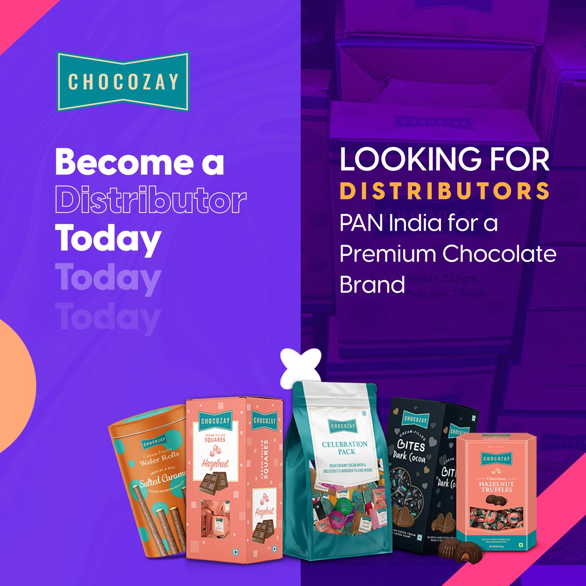ChocozayIN's tweet photo. Become a distributor of fastest growing premium #chocolate brand.
Apply now!
#Chocozay #becomeadistributor #fmcg #fmcgdistributors #fmcgmanufacturers #fmcgdistributorship #distributorship #lookingfordistributors https://t.co/Zih9NZdlLI