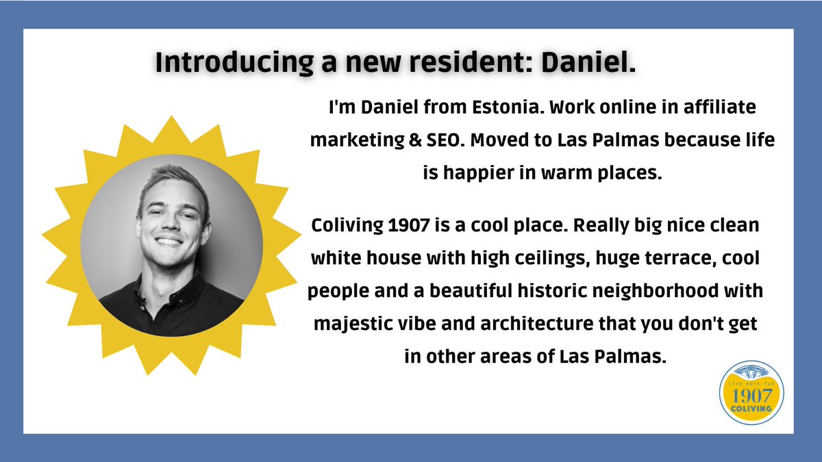 Coliving1907's tweet photo. Introducing a new resident:
Daniel from Estonia 👇👇 https://t.co/skZ6InLsmz