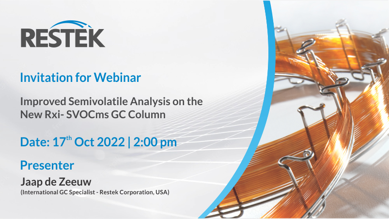 Toshvin's tweet photo. Invitation for Webinar on Improved Semivolatile Analysis on the New Rxi- SVOCms GC Column
Date: 17th Oct | Time: 2:00 PM IST
Register Now -https://t.co/25k7JNcKAo
#Toshvin #Restek #Webinar https://t.co/WuholKuufi