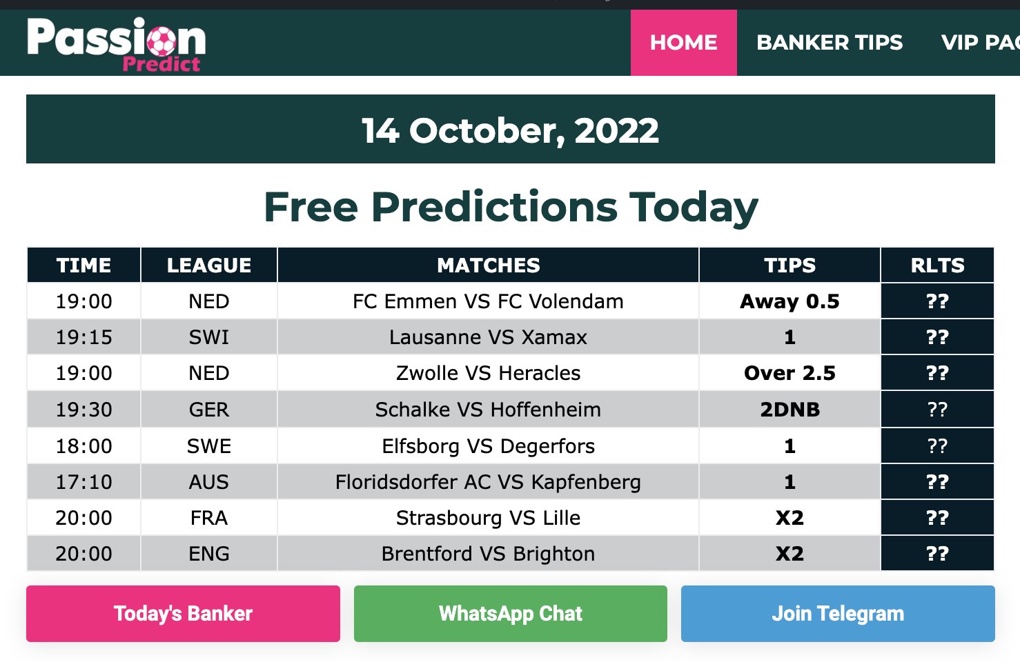 Today football match prediction banker deals