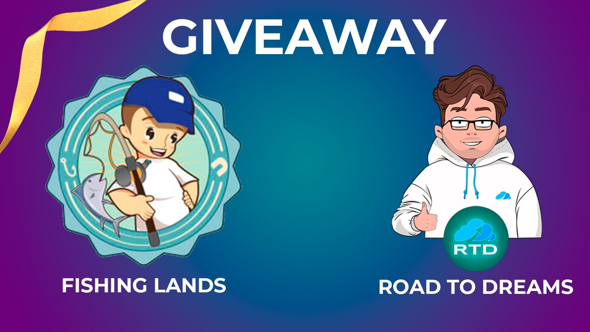 #Giveaway  RTD X Fishing Lands!
1st 1x Common Character( RTD) + 1x Promo Pack (FL)
2nd 1x Common Character( RTD) + 1x Promo Pack  (FL)
3rd1x Common Character (RTD) + 1x Promo Pack (FL)

4rd 1x Promo Pack  (FL)

5th 1x Promo Pack  (FL)

Link: giv.gg/RTDFishing

#WAXP #NFT