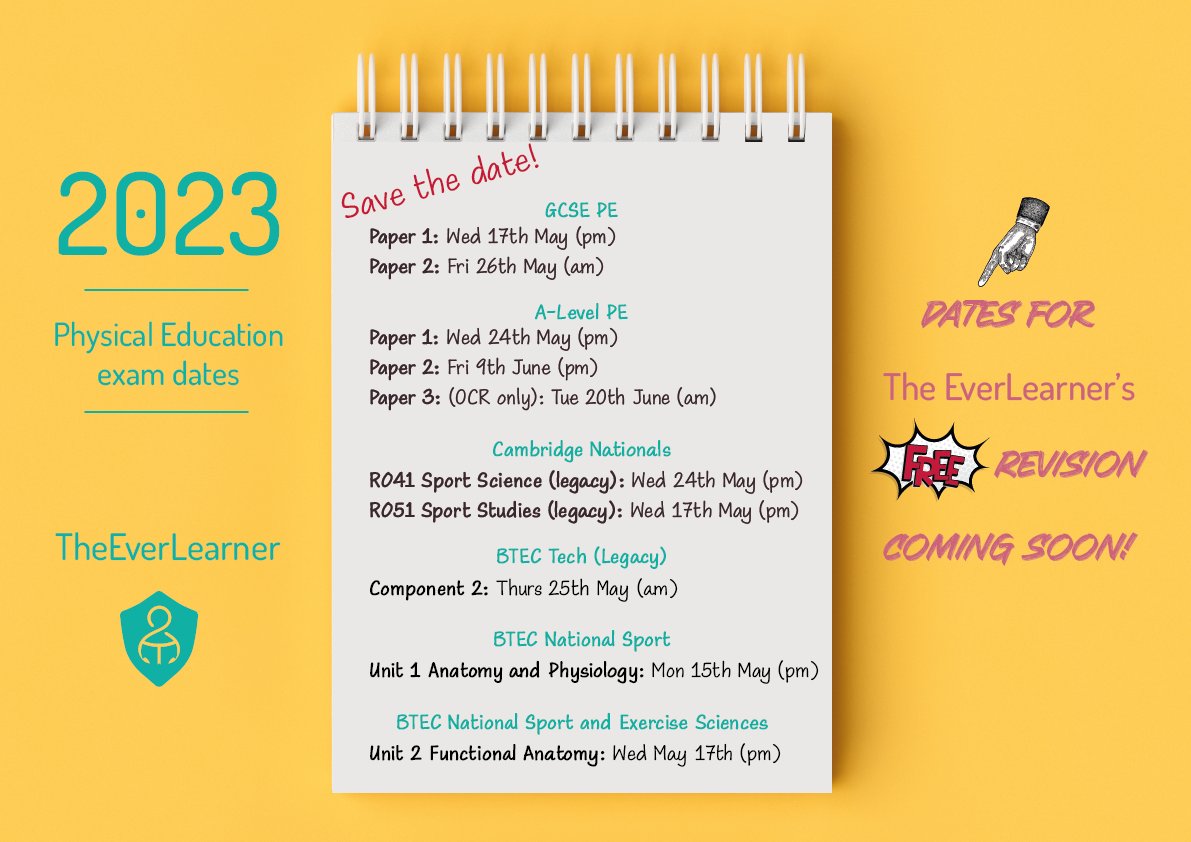 The_EverLearner's tweet photo. PE teachers, get your 2023 exam dates here!!!

Our PE revision offer will be published very, very soon. https://t.co/k0iWU7DDv4