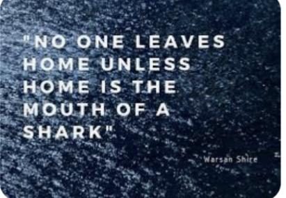 8. Les dejo unos versos de la poeta somalí Warsan Shire del poema Home. 
youtu.be/nI9D92Xiygo
Nadie abandona el hogar
A menos que ese hogar 
Sea la boca 
De un tiburón 
#VenezuelaMigrante