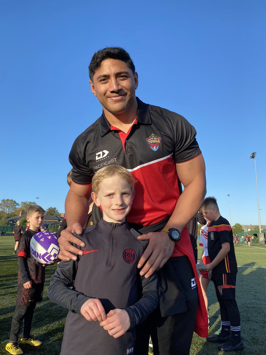 davbeth's tweet photo. The boy got to meet some genuine International Rugby League superstars from the #TongaRL squad yesterday. Rugby League is the greatest game. You wouldn’t get this in many other sports https://t.co/Il80VxPEMI