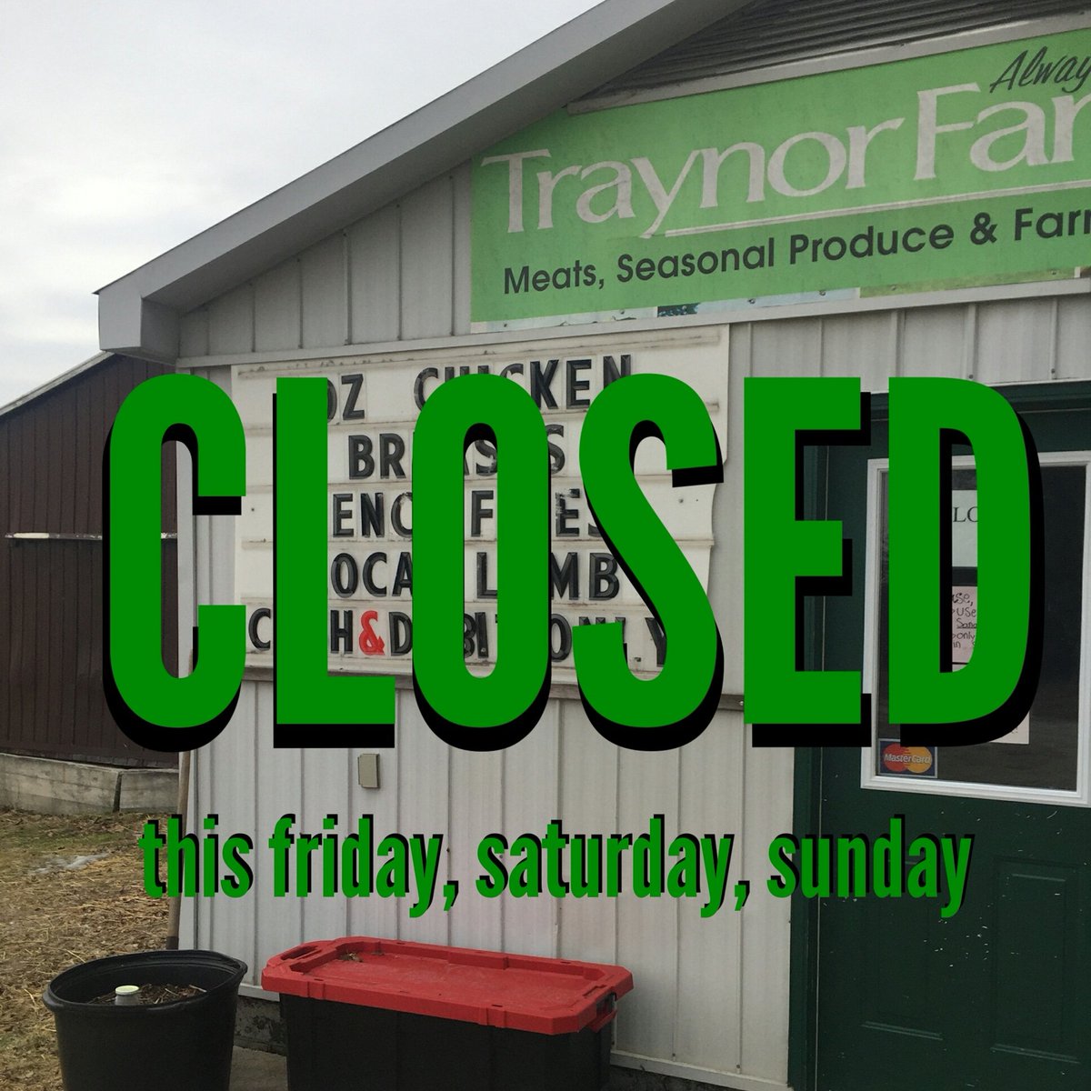 We're closed this weekend 😖

We spoke too soon. Due to unexpected circumstances, the Farm Store will be closed this weekend and we'll have to skip the <a href="/PTBO_SatMarket/">PTBO_SatMarket</a> 

Sorry for the inconvenience.