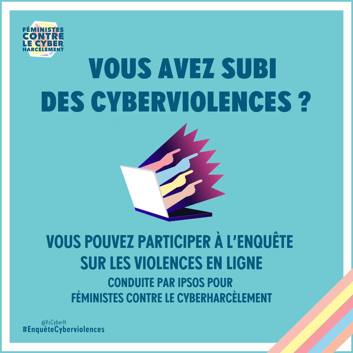 VsCyberH's tweet photo. #Enqu��teCyberviolences
Vous avez subi des échanges violents sur Internet ? Injures, menaces, raids, diffusion de données personnelles ou intimes, usurpation d’identité…

Prenez 10-15 mn pour participer à notre enquête &amp; témoigner de vos vécus ! Merci 🙏🏼
👉https://t.co/beN79Fjxa5 https://t.co/wIJSzoQU3t