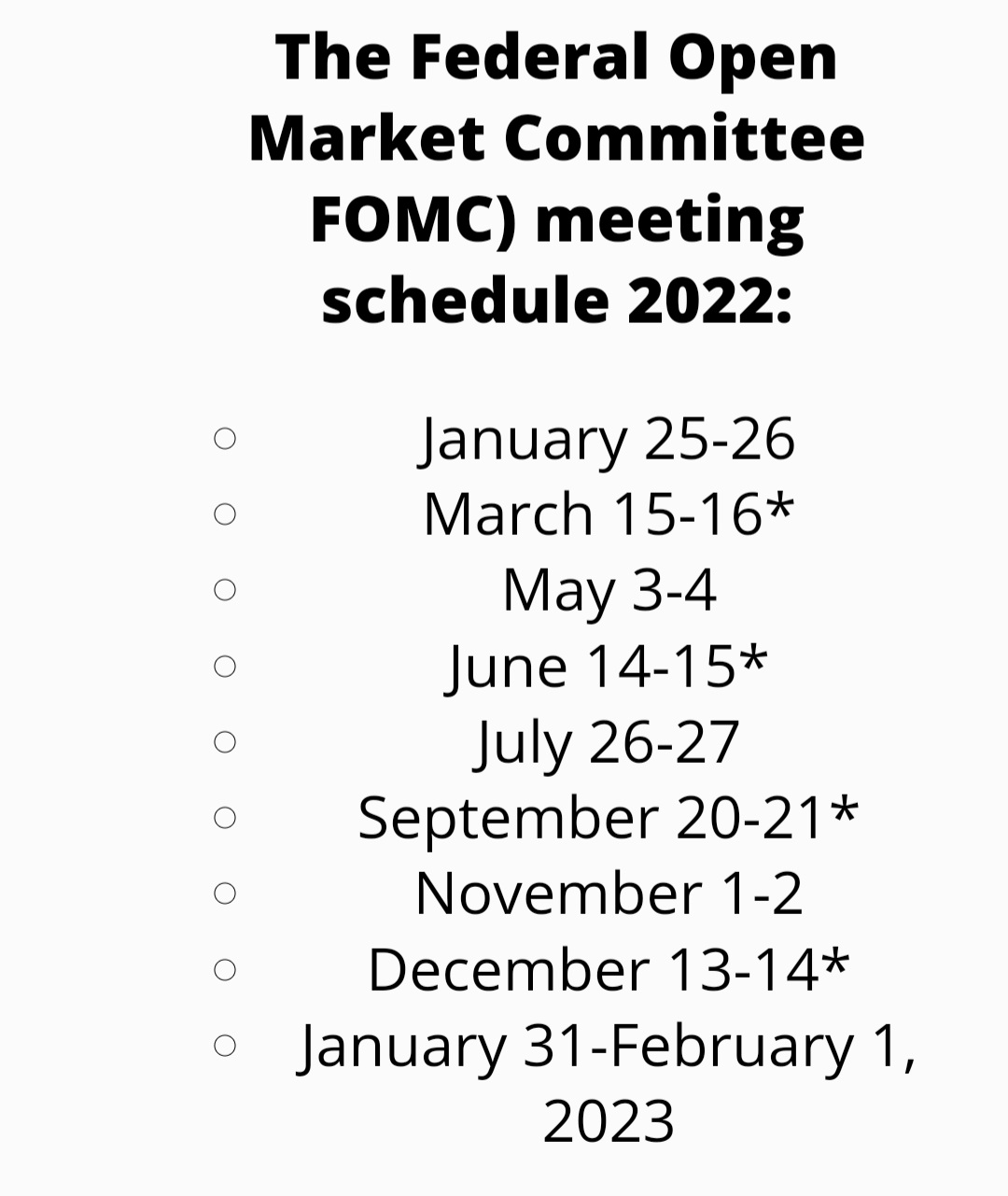 Ally Braun 🇺🇸 on Twitter "I've been asked when the FOMC meetings are